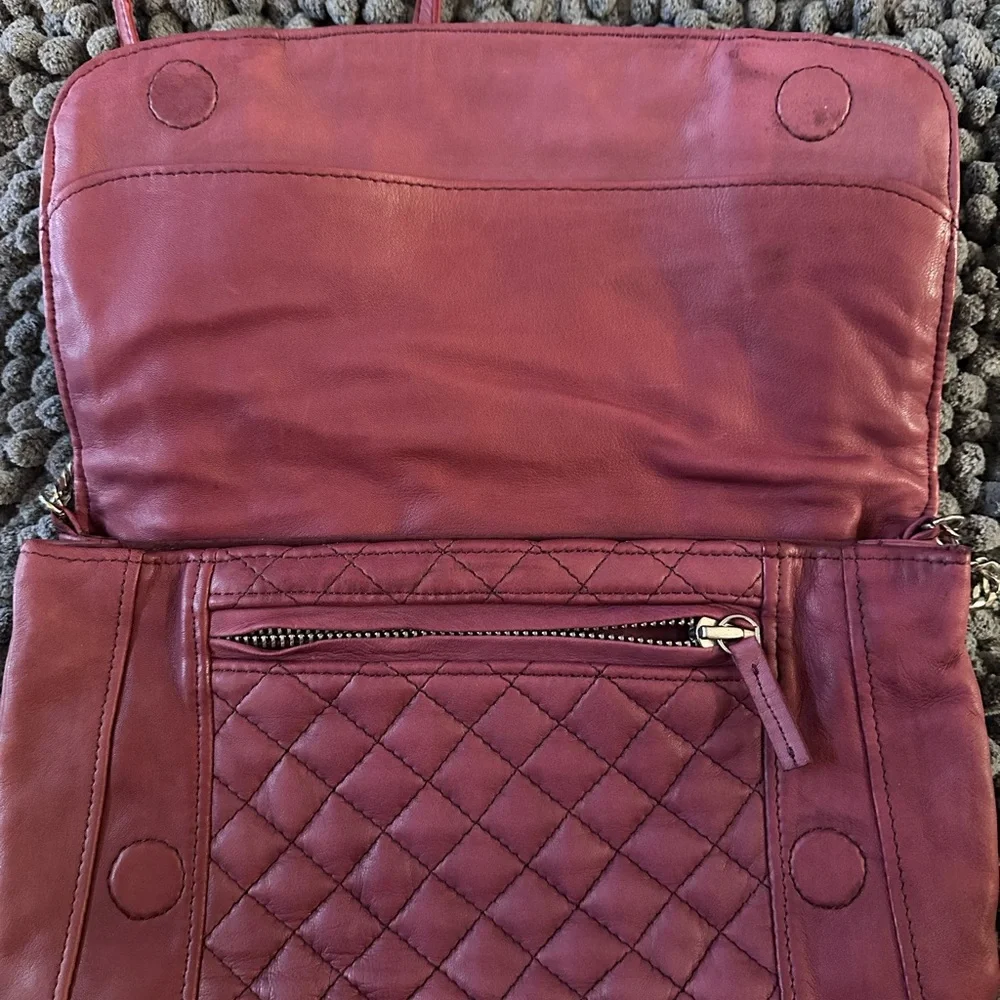 Maje Elegant Quilted Raspberry Shoulder Bag - Picture 3 of 5